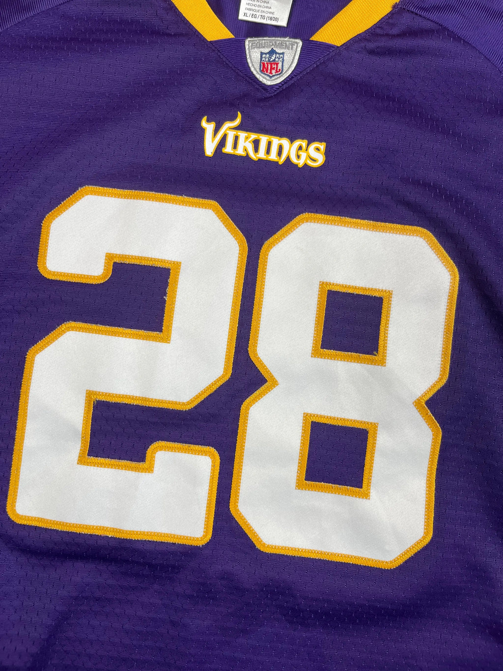 Adrian Peterson #28 - Minnesota Vikings Home 2007-2011 - Reebok (S) (XL Youth) - Maillot NFL Reebok