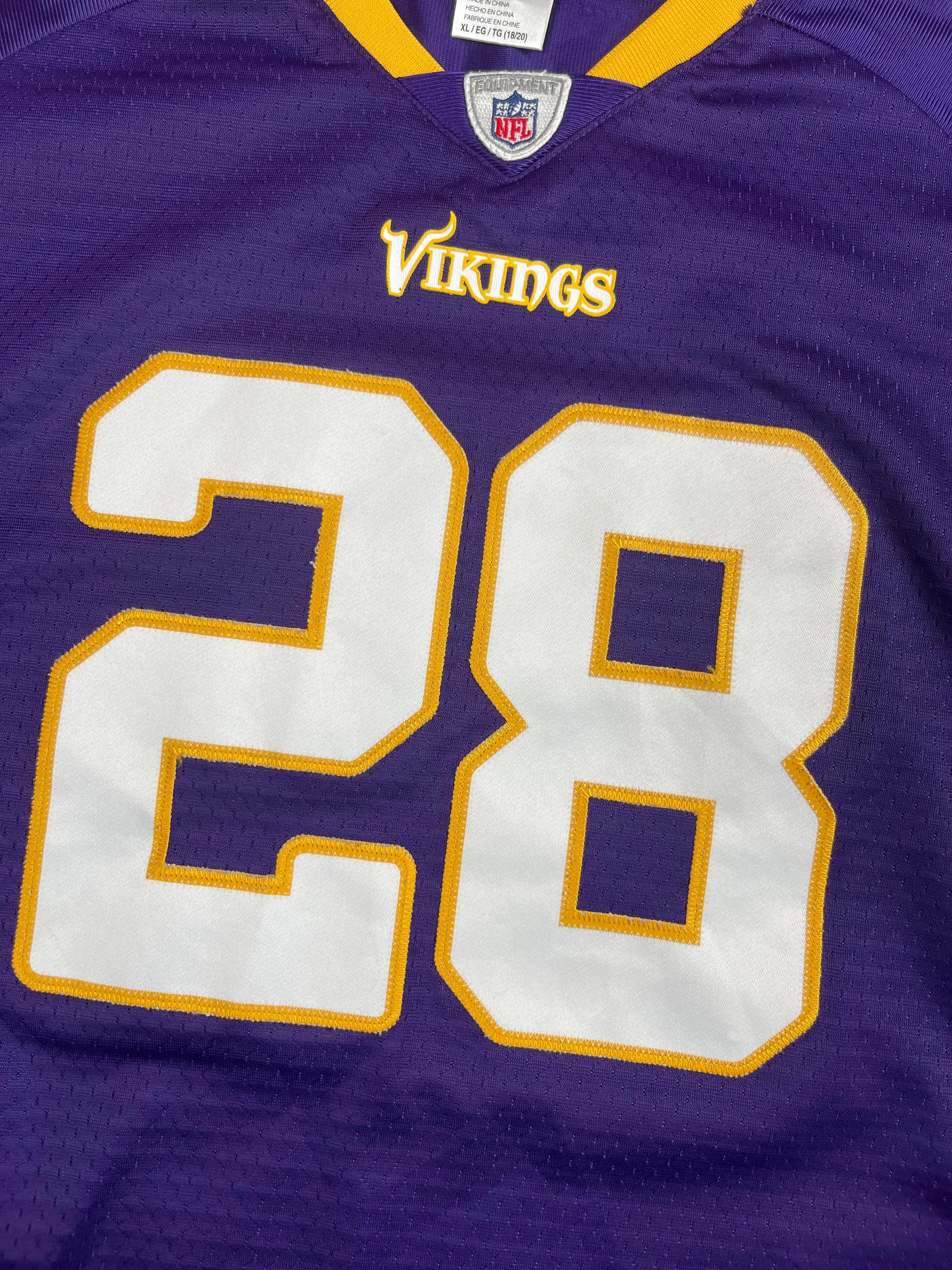 Adrian Peterson #28 - Minnesota Vikings Home 2007-2011 - Reebok (S) (XL Youth) - Maillot NFL Reebok