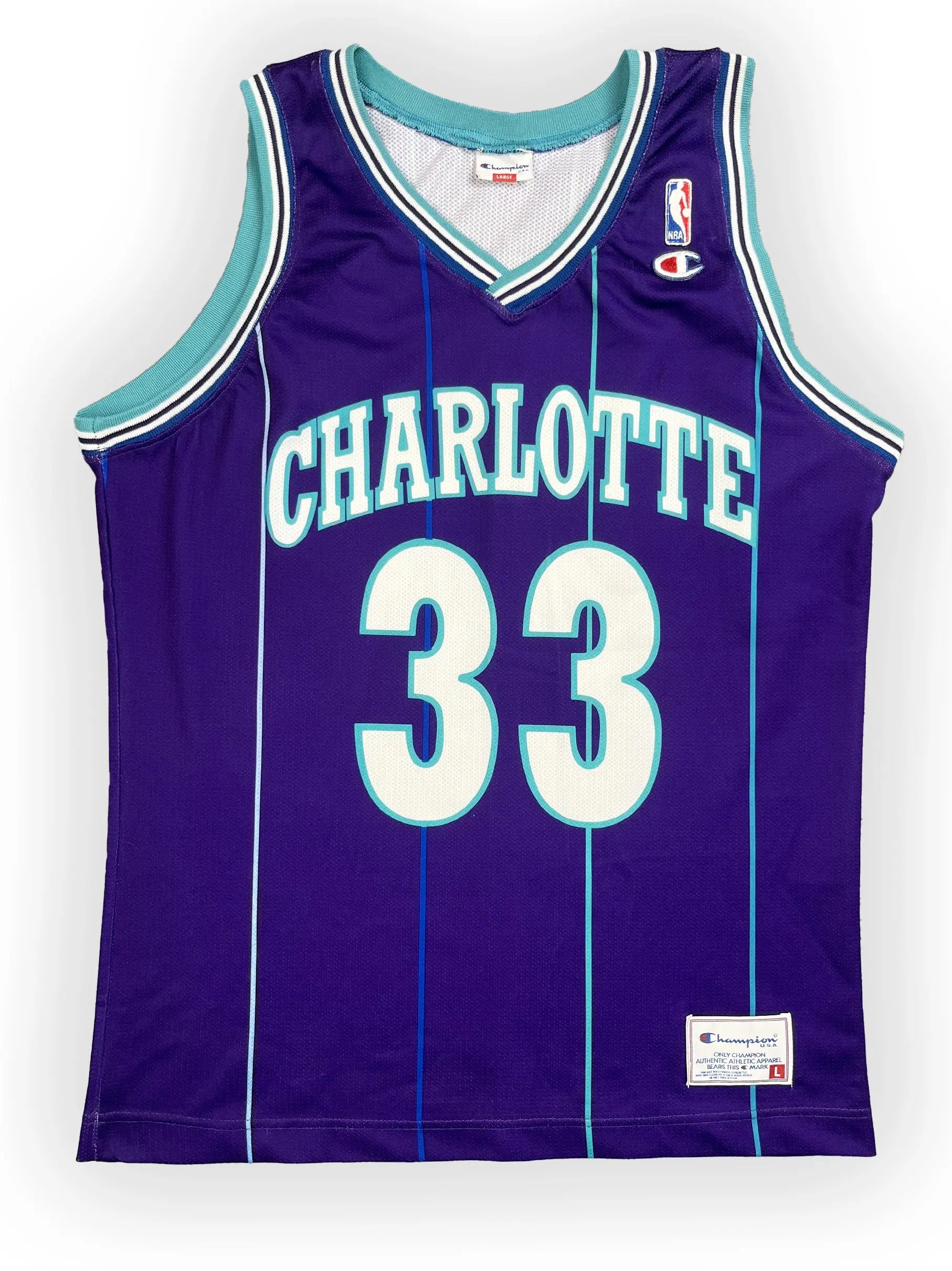 Alonzo Mourning #33 - Charlotte Hornets Alternate 1994-1995 - Champion (L) - Maillot NBA Champion