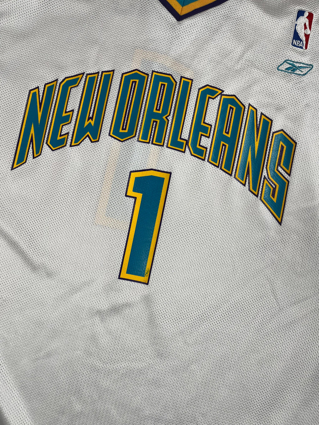 Baron Davis #1 - New Orleans Hornets Home 2003-2005 - Reebok (XXL) - Maillot NBA Reebok