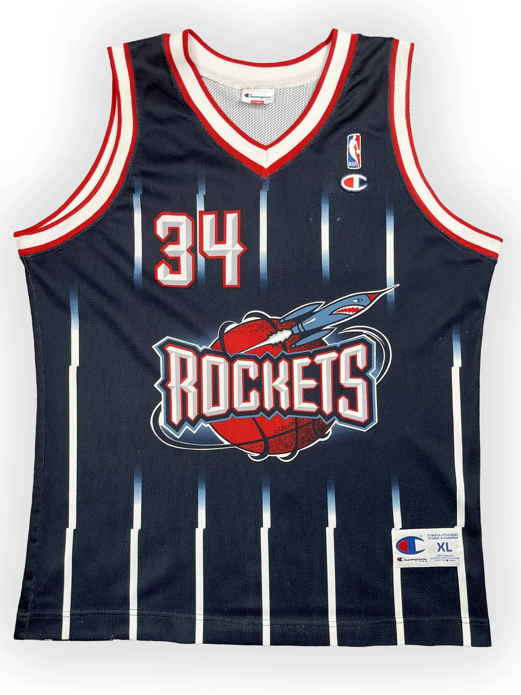 Hakeem Olajuwon #34 - Houston Rockets Away 1996-2001 - Champion (XL) - Maillot NBA Champion