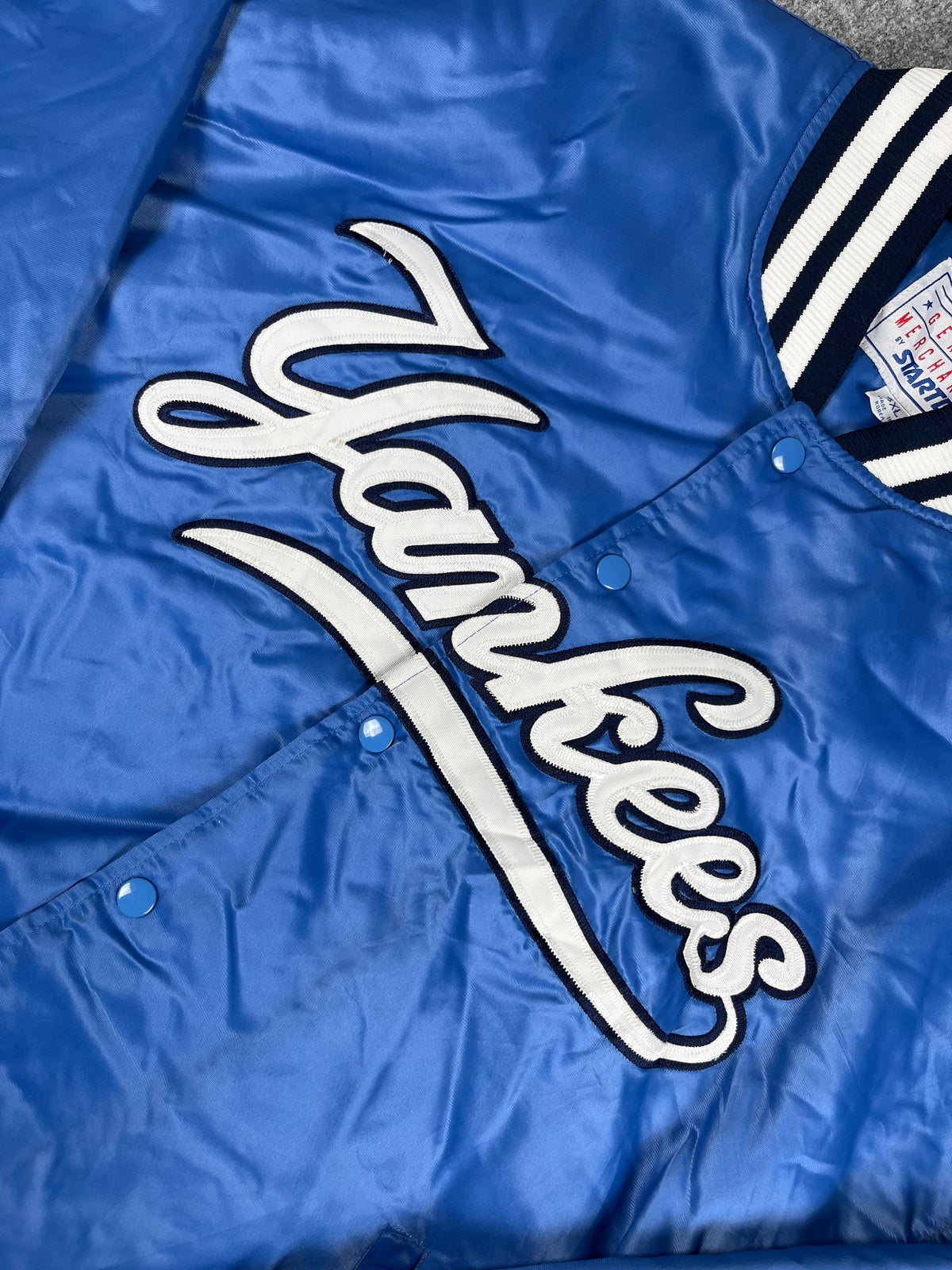 Veste vintage - Bomber teddy épais satin brodé MLB New York Yankees - Starter (3XL)