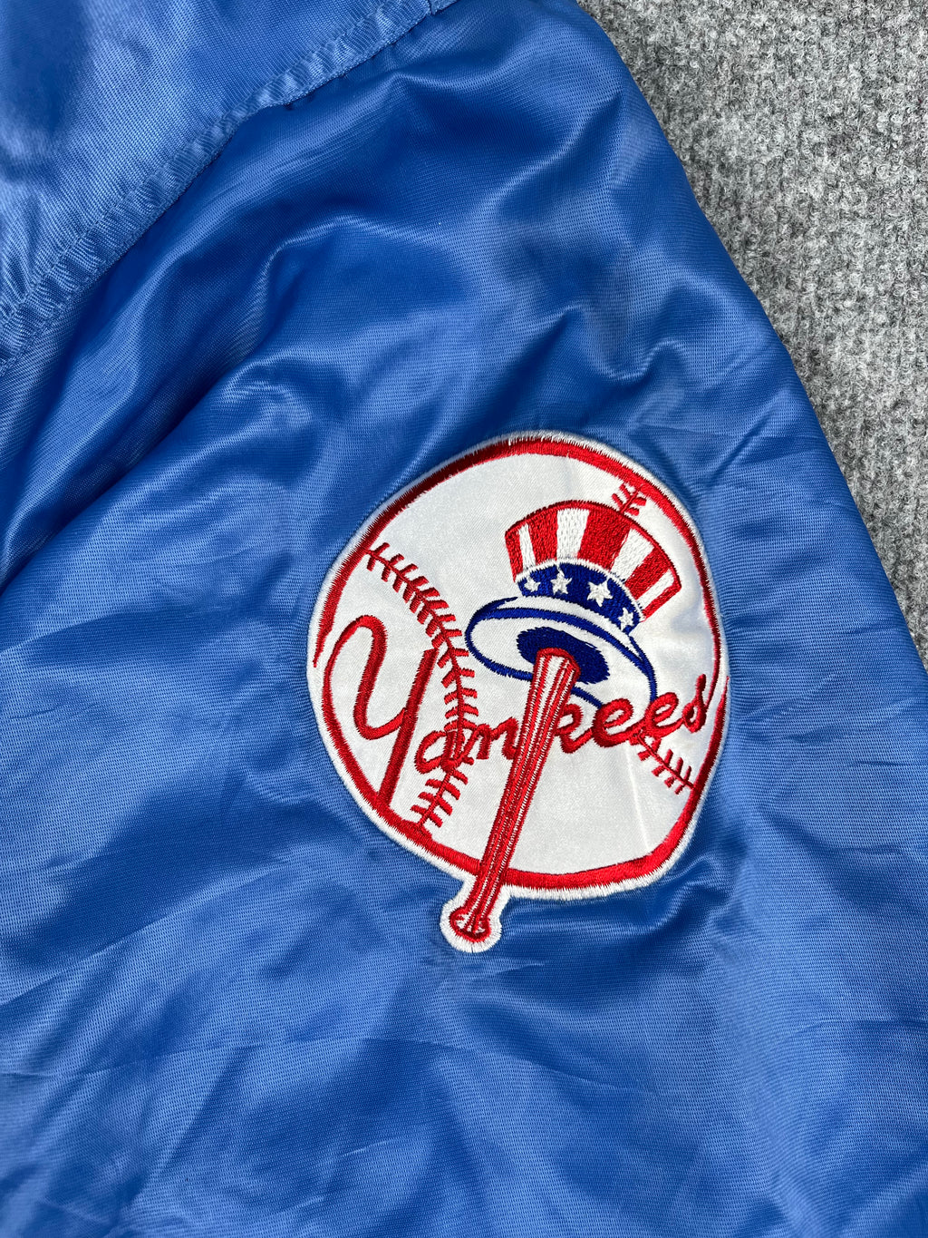 Veste vintage - Bomber teddy épais satin brodé MLB New York Yankees - Starter (3XL)