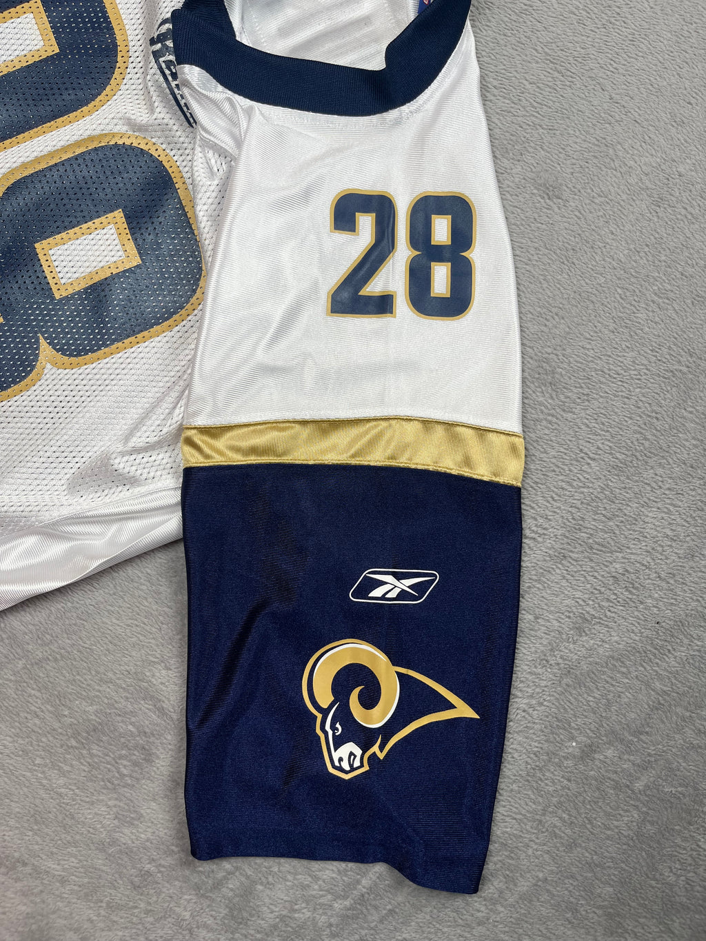 Marshall Faulk #28- Saint-Louis Rams Away 1999-2005 - Reebok (XL) - Maillot NFL (Copie) Reebok