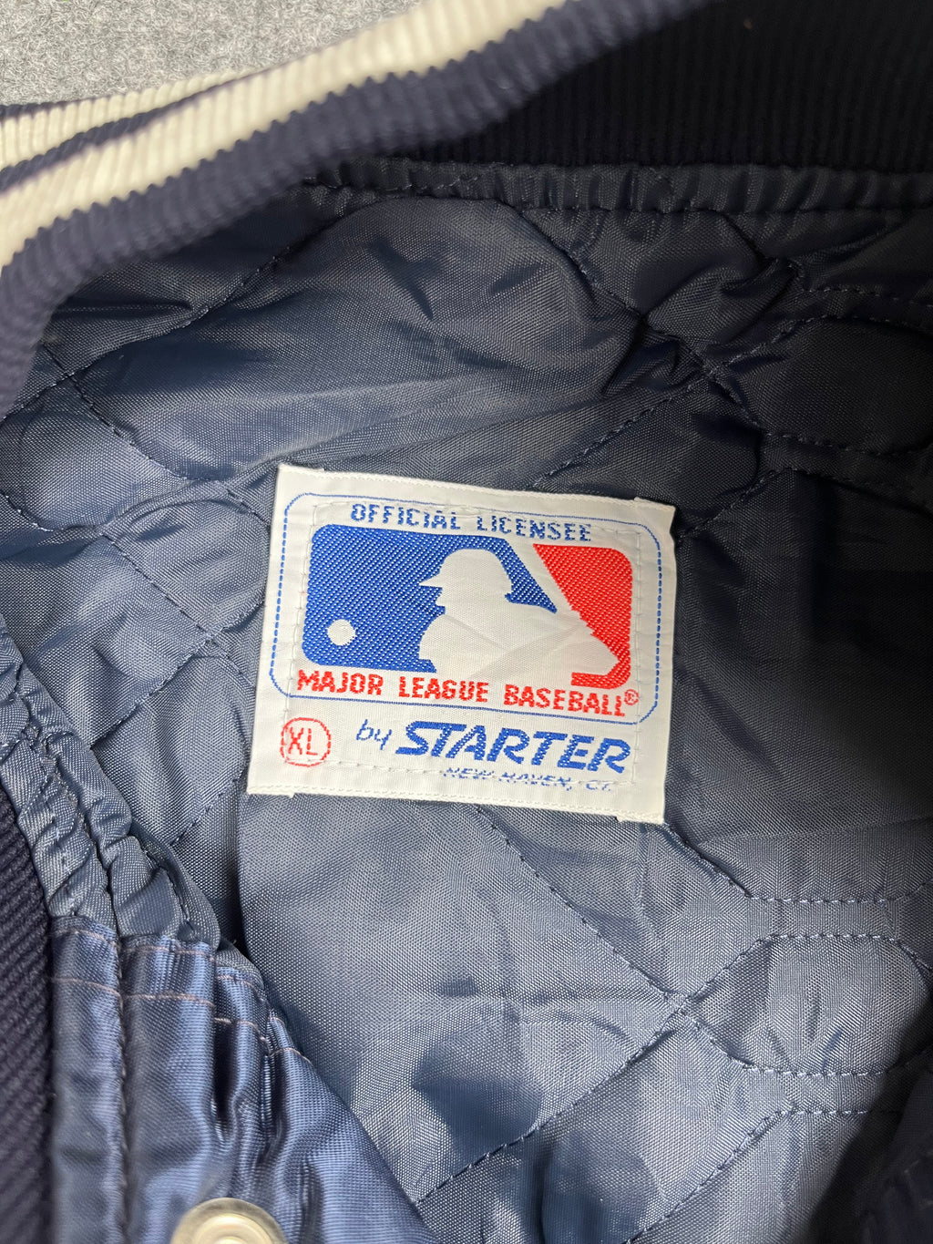 Veste vintage - Bomber teddy satin brodé MLB New York Yankees - Starter (XL)