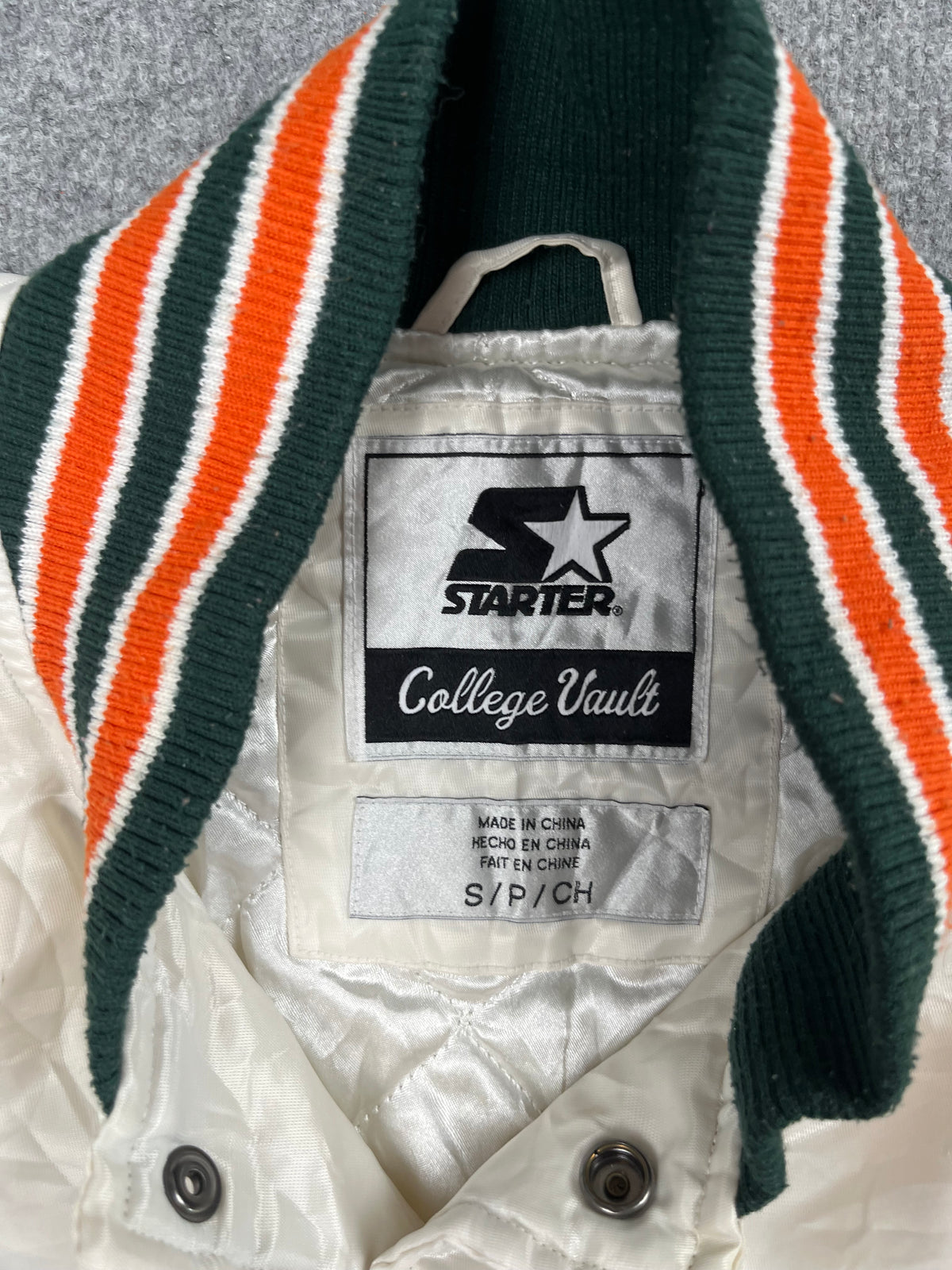 Veste vintage - Bomber teddy satin brodé NCAA Miami Hurricanes - Starter (S)
