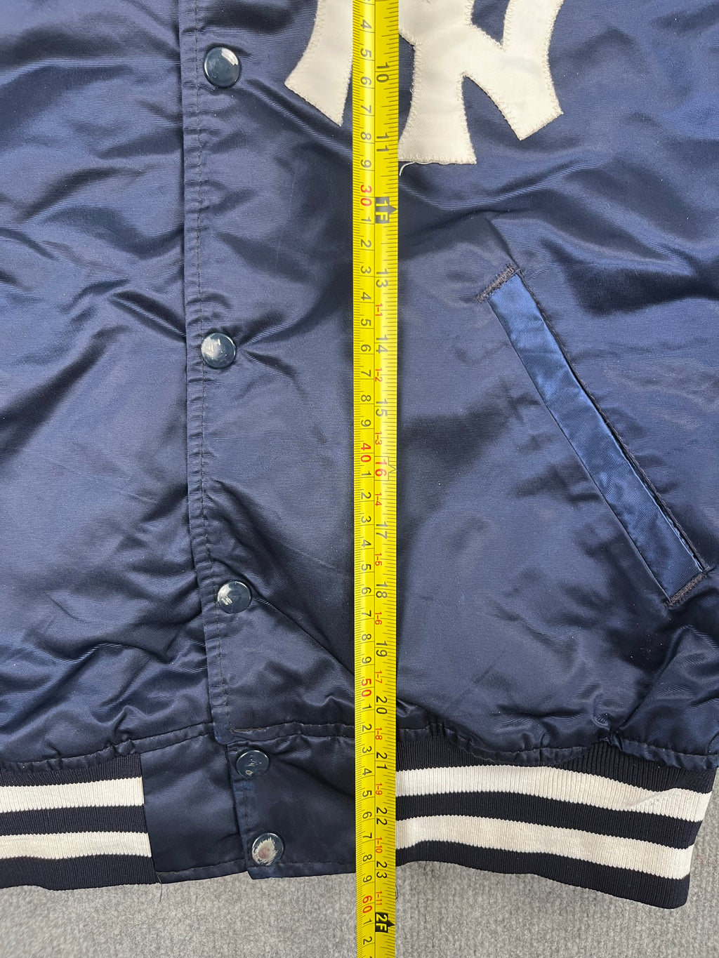 Veste vintage - Bomber teddy satin brodé MLB New York Yankees - Starter (S)