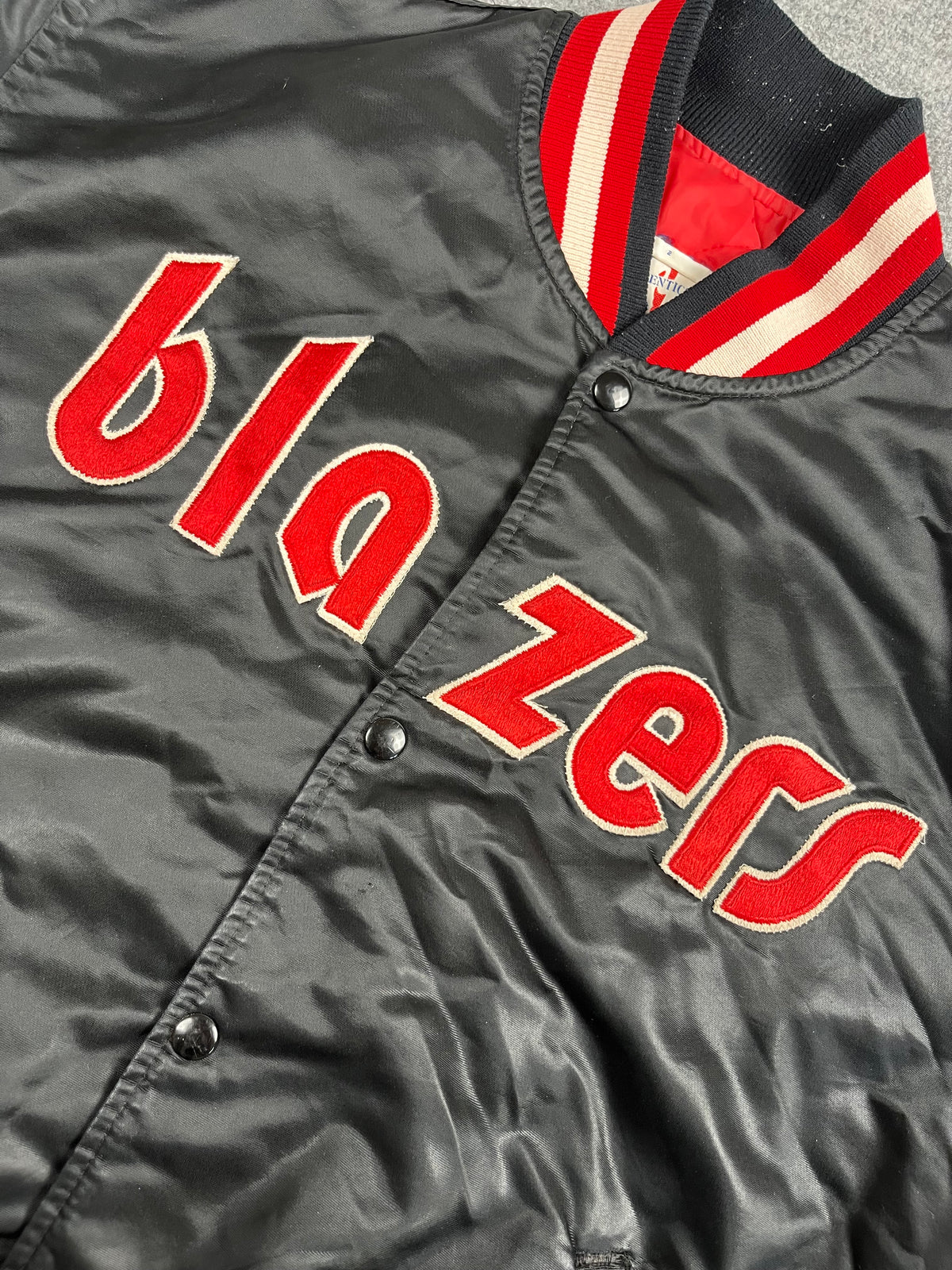 Veste vintage - Bomber teddy satin brodé NBA Portland Trail Blazers - Starter (XL)
