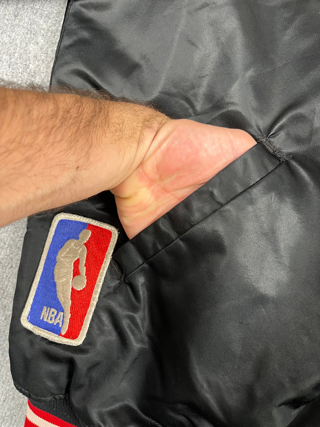 Veste vintage - Bomber teddy satin brodé NBA Portland Trail Blazers - Starter (XL)