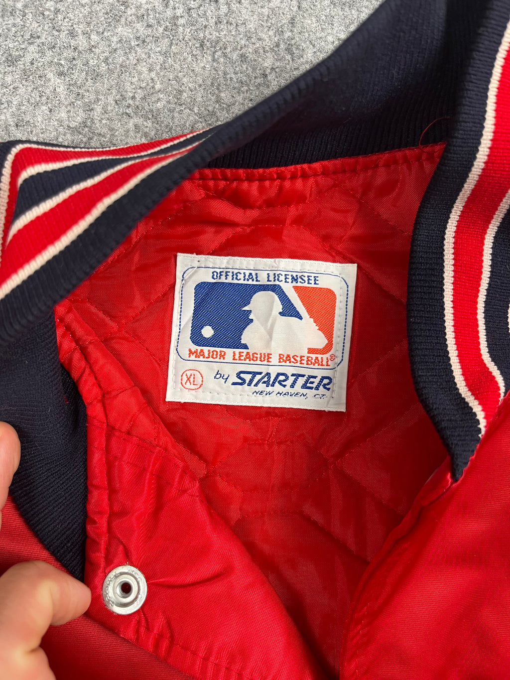 Veste vintage - Bomber teddy satin brodé MLB Saint-Louis Cardinals - Starter (XL)