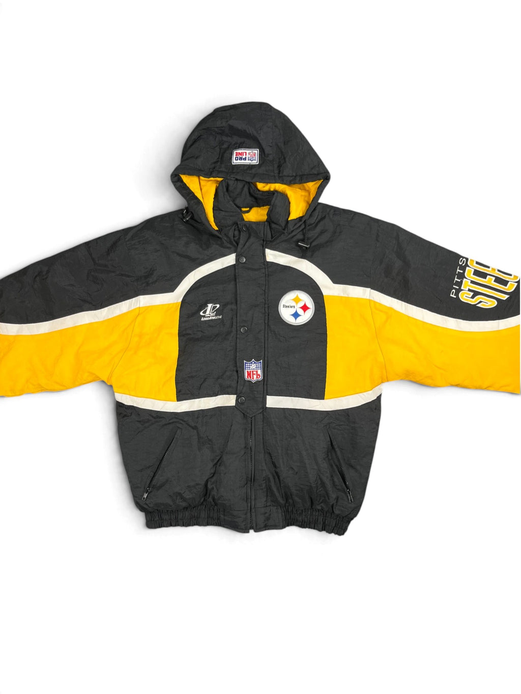 Veste vintage - Doudoune épaisse big logo brodé NFL Pittsburgh Steelers - Logo Athletic (L)
