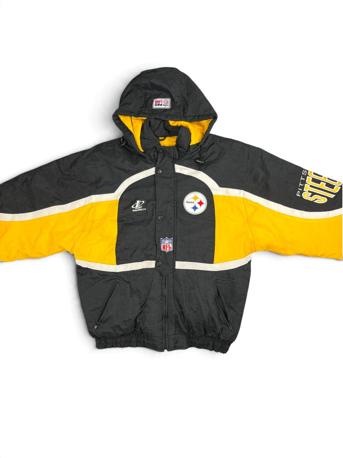 Veste vintage - Doudoune épaisse big logo brodé NFL Pittsburgh Steelers - Logo Athletic (L)