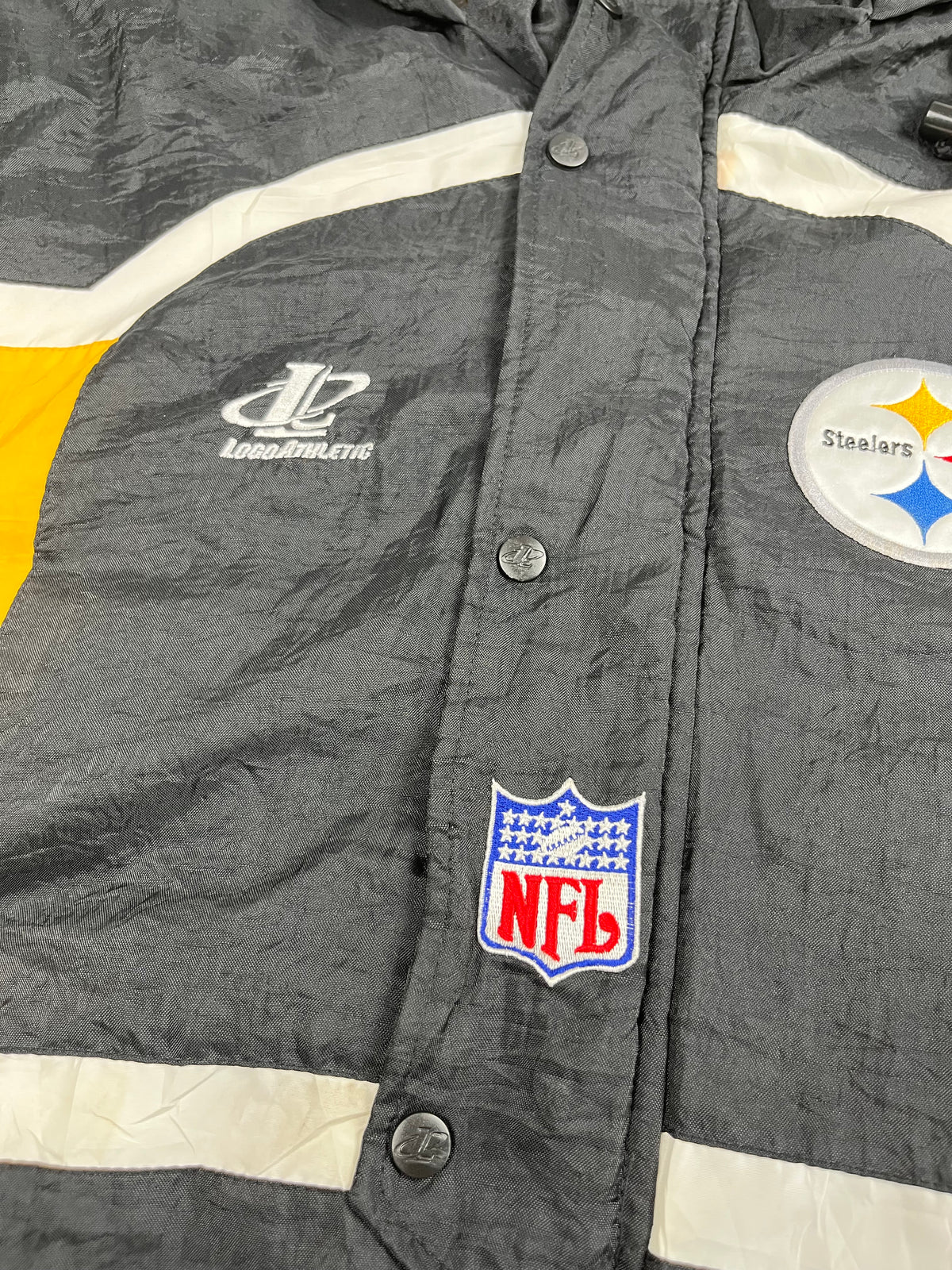 Veste vintage - Doudoune épaisse big logo brodé NFL Pittsburgh Steelers - Logo Athletic (L)