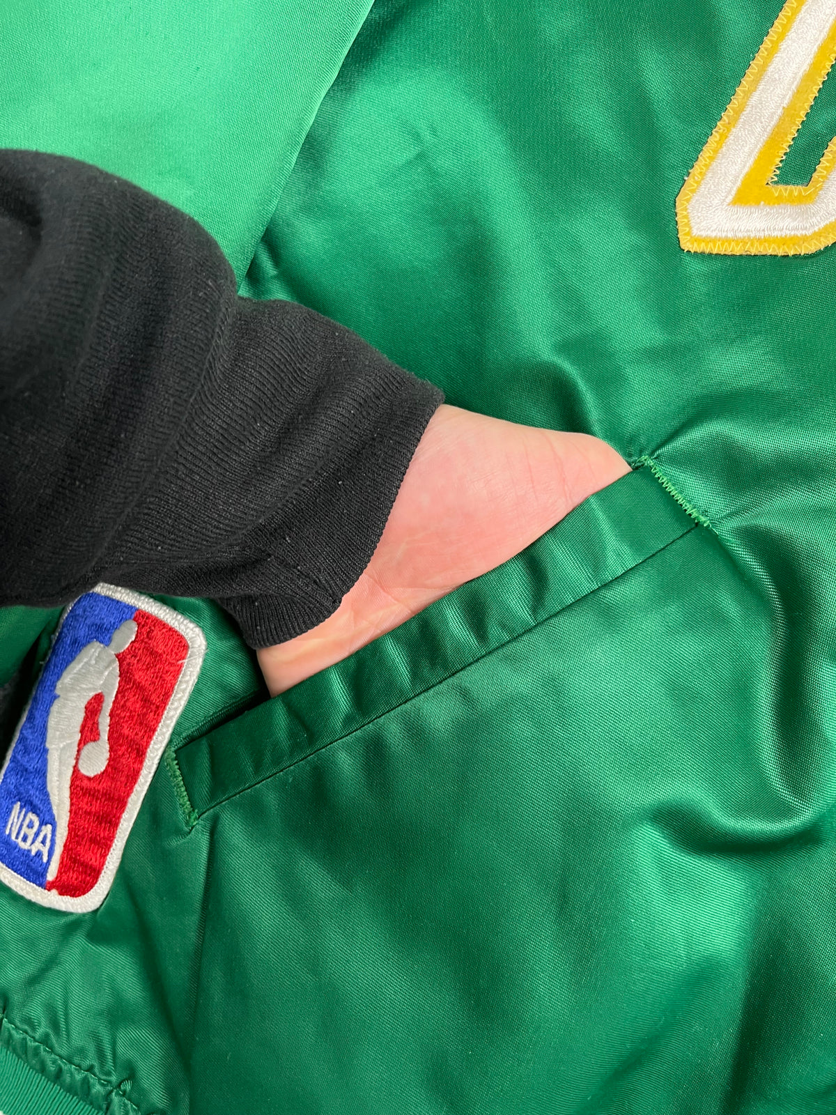 Veste vintage - Bomber teddy satin brodé NBA Boston Celtics - Starter (M)