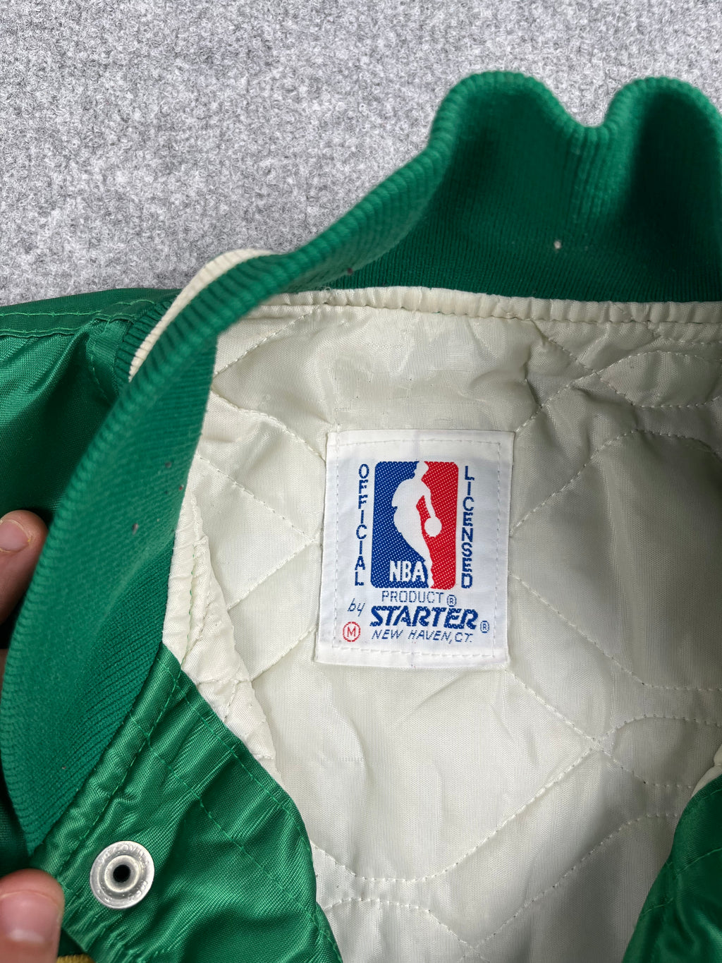 Veste vintage - Bomber teddy satin brodé NBA Boston Celtics - Starter (M)