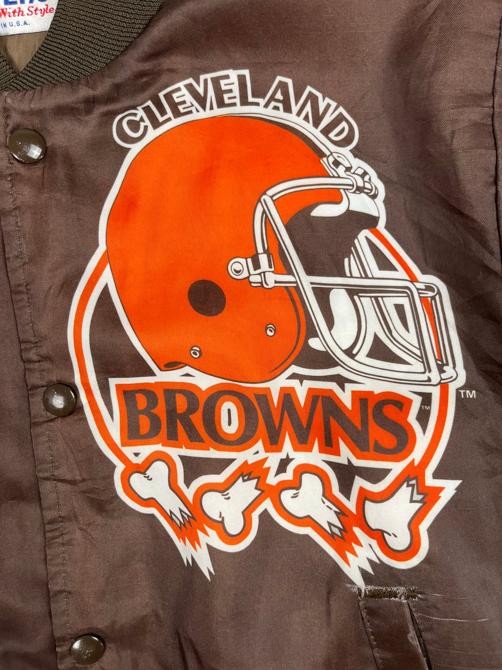 Veste vintage - Bomber teddy graphic NFL Cleveland Browns - Chalk Line (S/M)