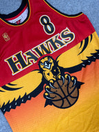 Steve Smith #8 - Atlanta Hawks Gold/Red Fadeaway 1996-1997 - Mitchell & Ness (L) - Maillot NBA
