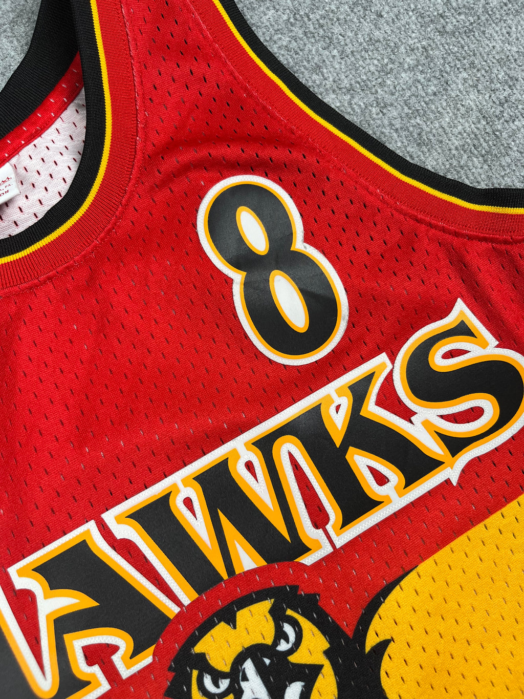 Steve Smith #8 - Atlanta Hawks Gold/Red Fadeaway 1996-1997 - Mitchell & Ness (L) - Maillot NBA
