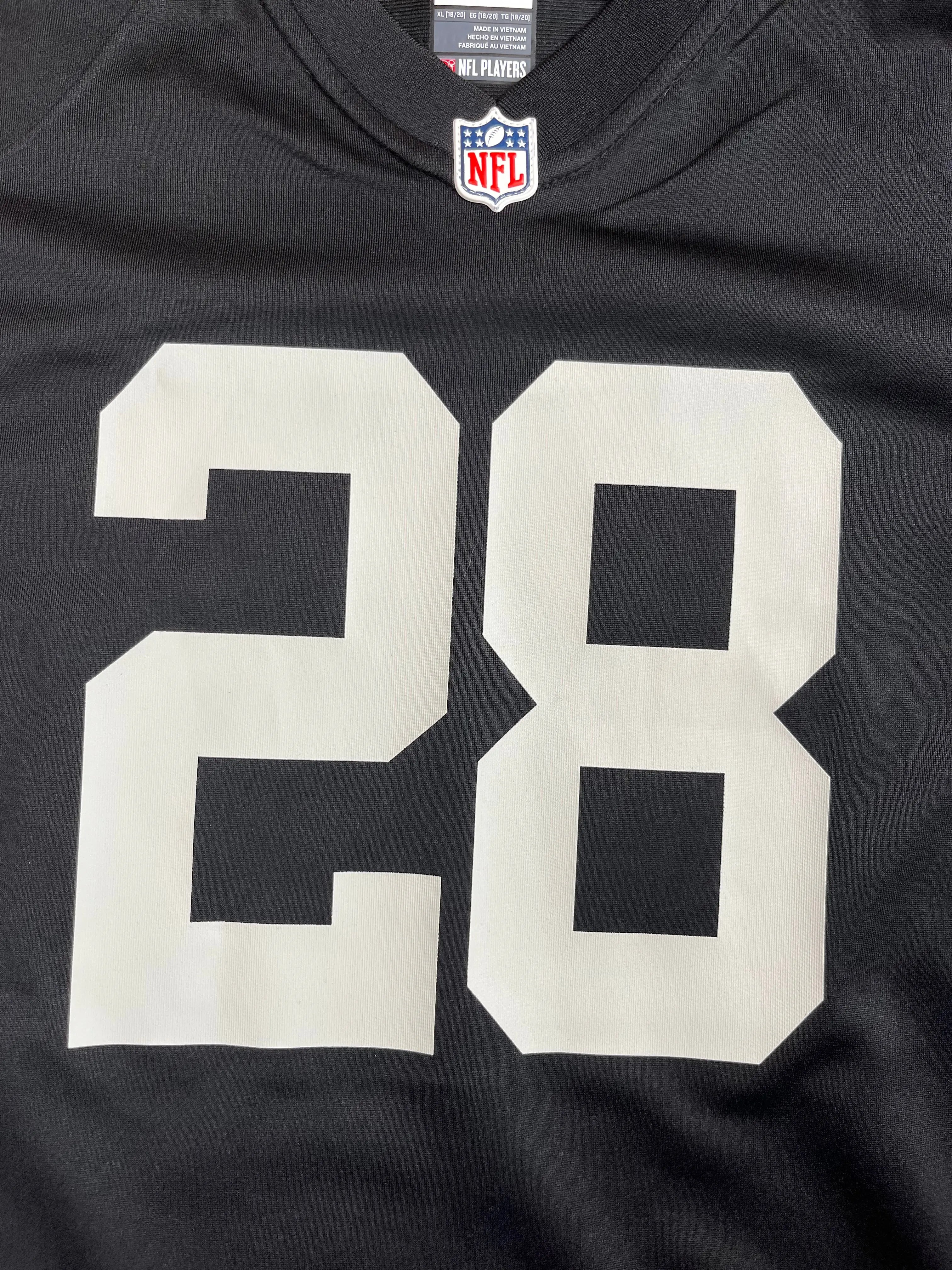 Josh Jacobs #28 - Oakland/Las Vegas Raiders 2019-2023 - Nike (S) (XL Youth) - Maillot NFL Nike