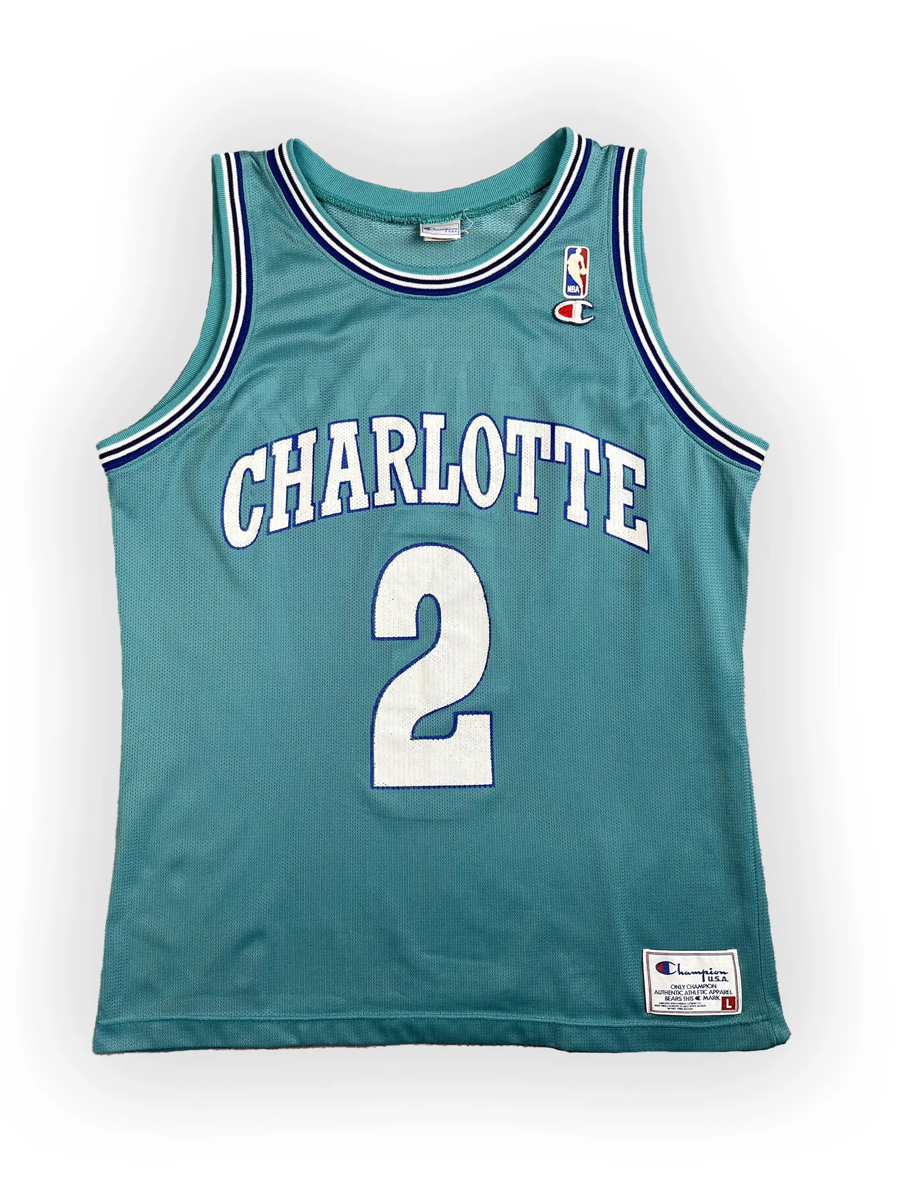 Larry Johnson #2 - Charlotte Hornets Away 1991-1996 - Champion (L) - Maillot NBA Champion