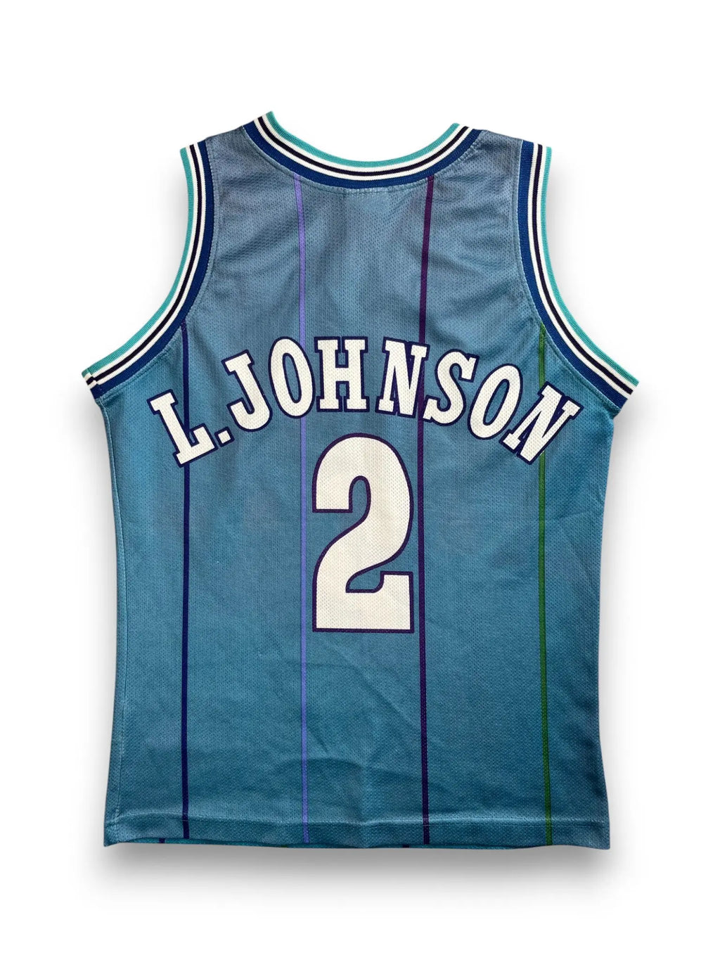 Larry Johnson #2 - Charlotte Hornets Away 1992-1996 - Champion (XS) - Maillot NBA