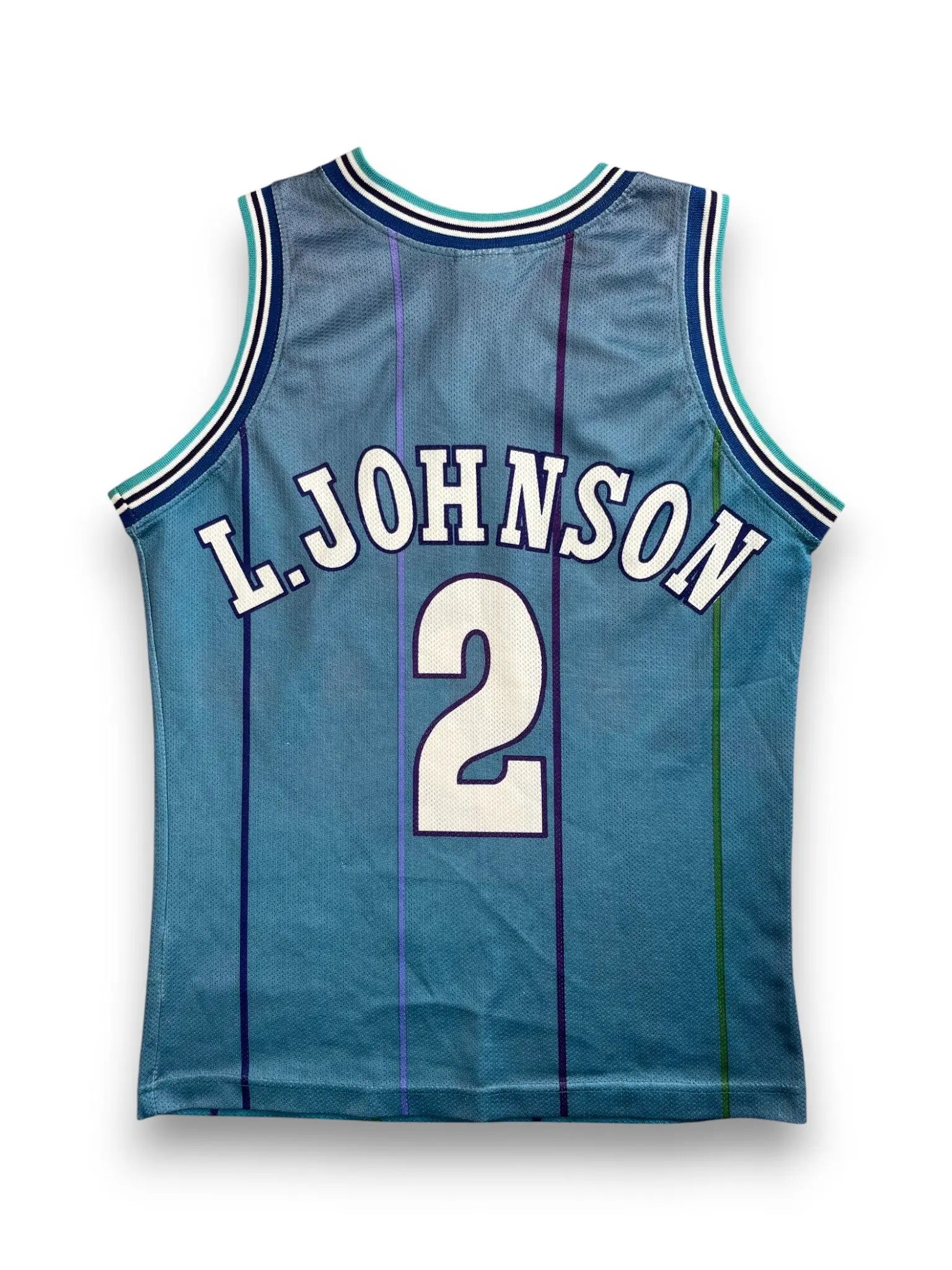 Larry Johnson #2 - Charlotte Hornets Away 1992-1996 - Champion (XS) - Maillot NBA