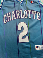 Larry Johnson #2 - Charlotte Hornets Away 1992-1996 - Champion (XS) - Maillot NBA