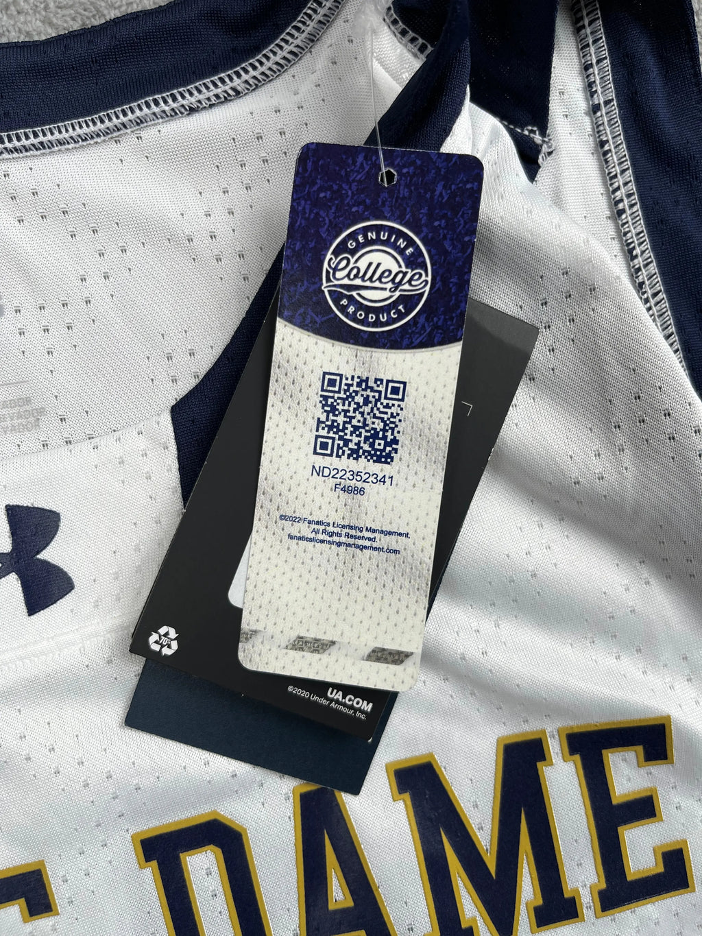 Notre Dame #42 - Notre Dame Fighting Irish NCAA ACC - Under Armour (L) - Maillot NBA *BNWT*