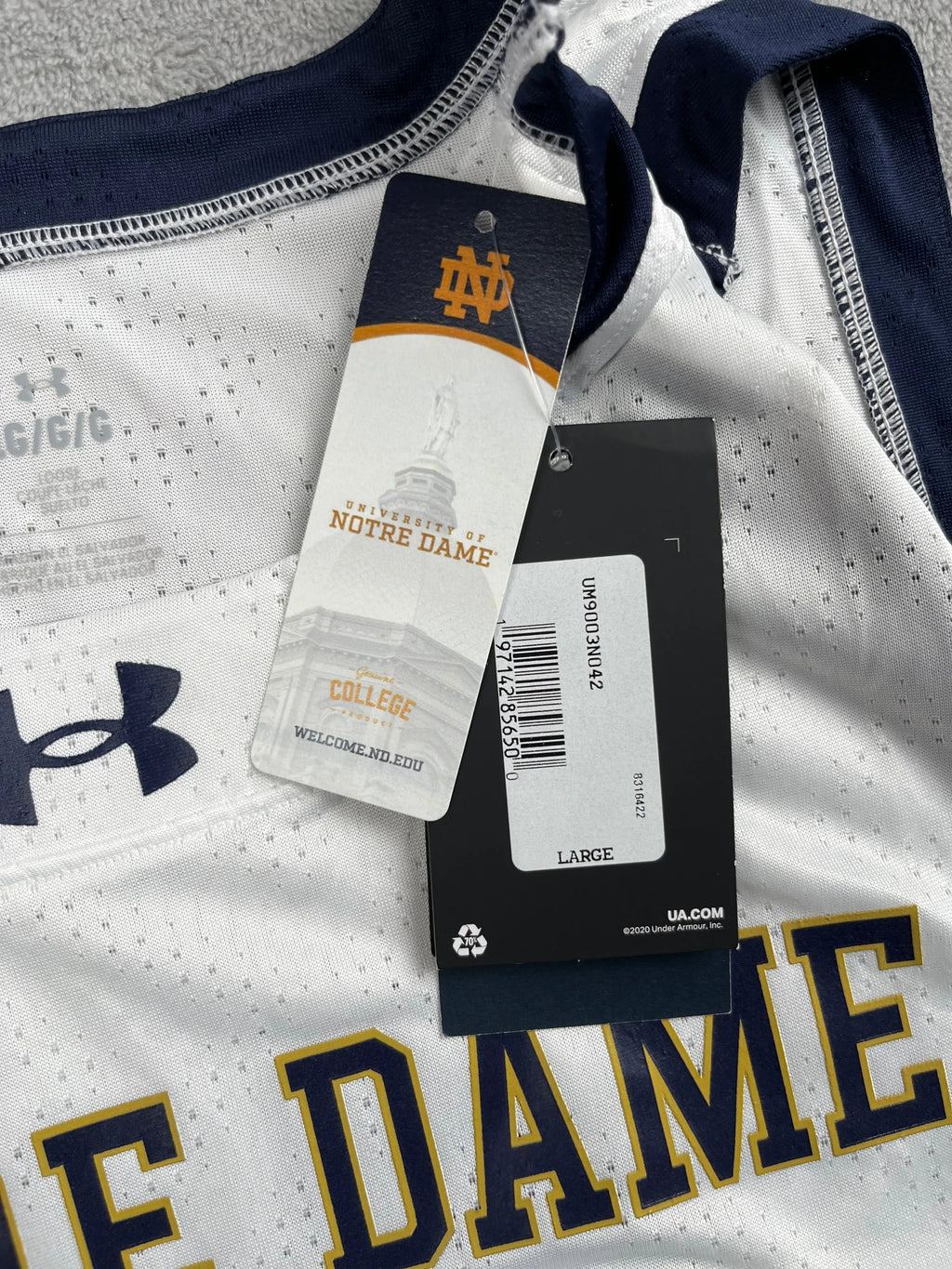 Notre Dame #42 - Notre Dame Fighting Irish NCAA ACC - Under Armour (L) - Maillot NBA *BNWT*