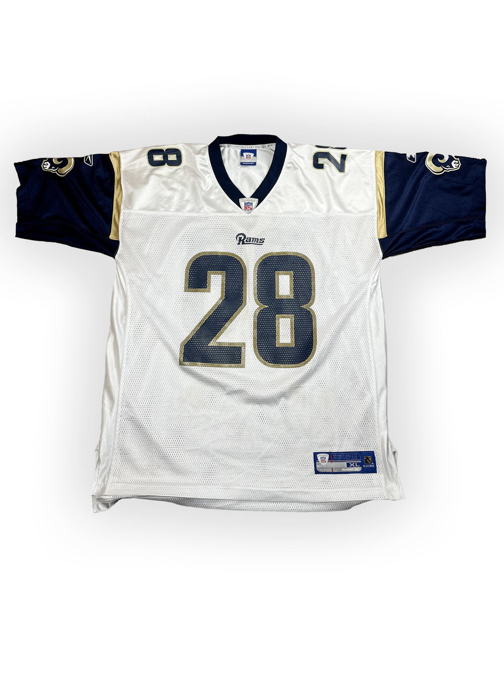 Marshall Faulk #28- Saint-Louis Rams Away 1999-2005 - Reebok (XL) Reebok